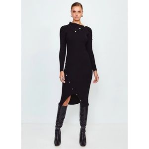 Button Detail Envelope Neck Knitted Dress